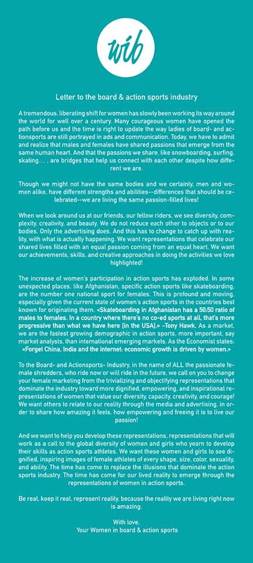 Letter to the Action sports industry